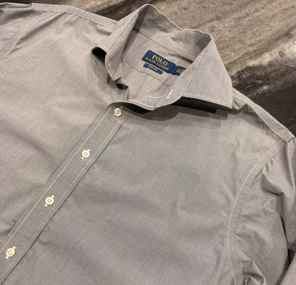 Polo Ralph Lauren Easy Care Dress Shirt 16.5 34/35 Gray Micro Check Pony